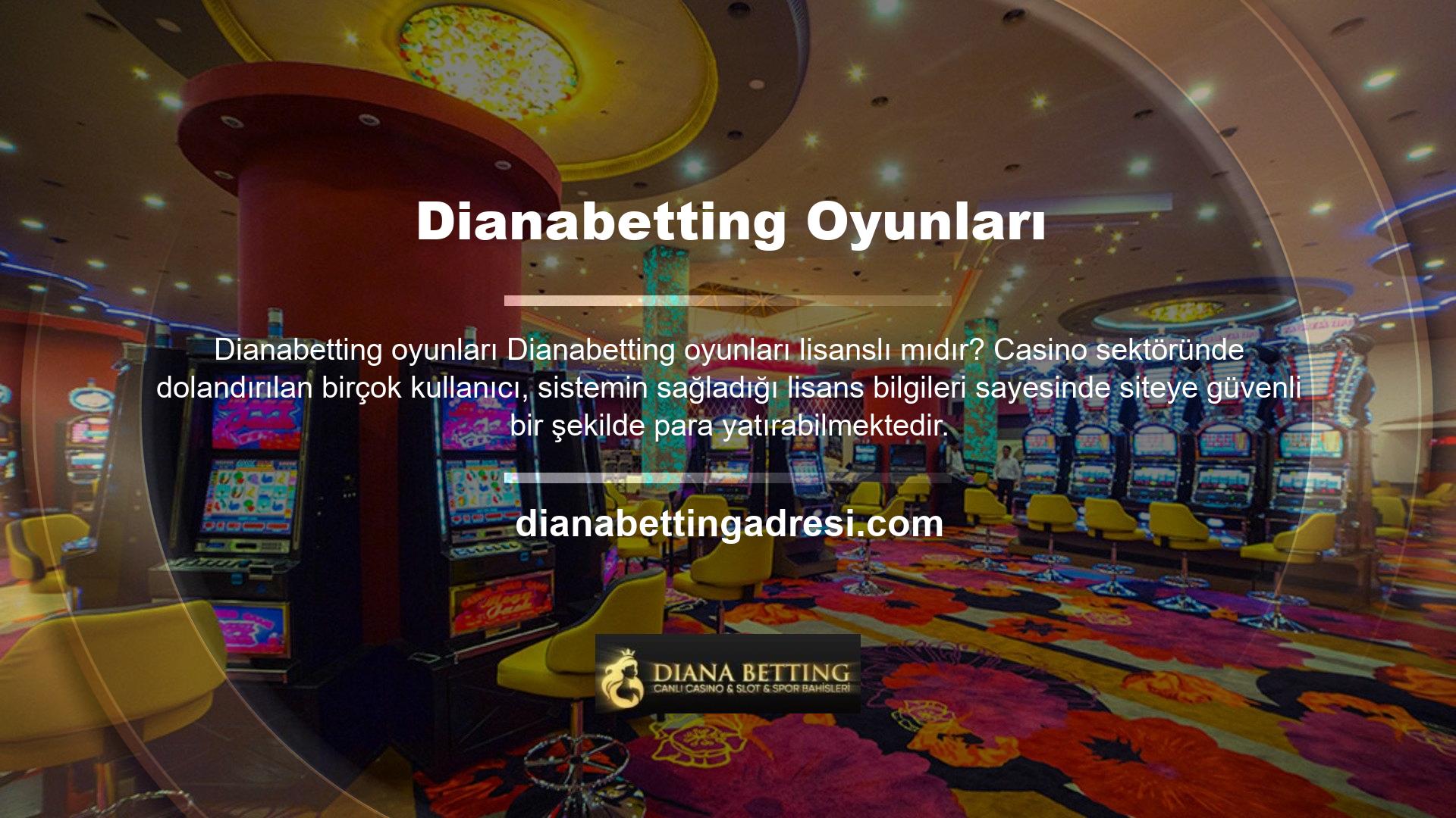 Lisanslı bir site olan Dianabetting, güvenilir bir casino sistemi ile faaliyetlerine devam etmektedir